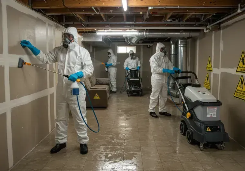 Basement Moisture Removal and Structural Drying process in Creston, OH